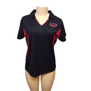 HONEY Dew Uniform Women Short Sleeve Polo Medium Black Red Polyester